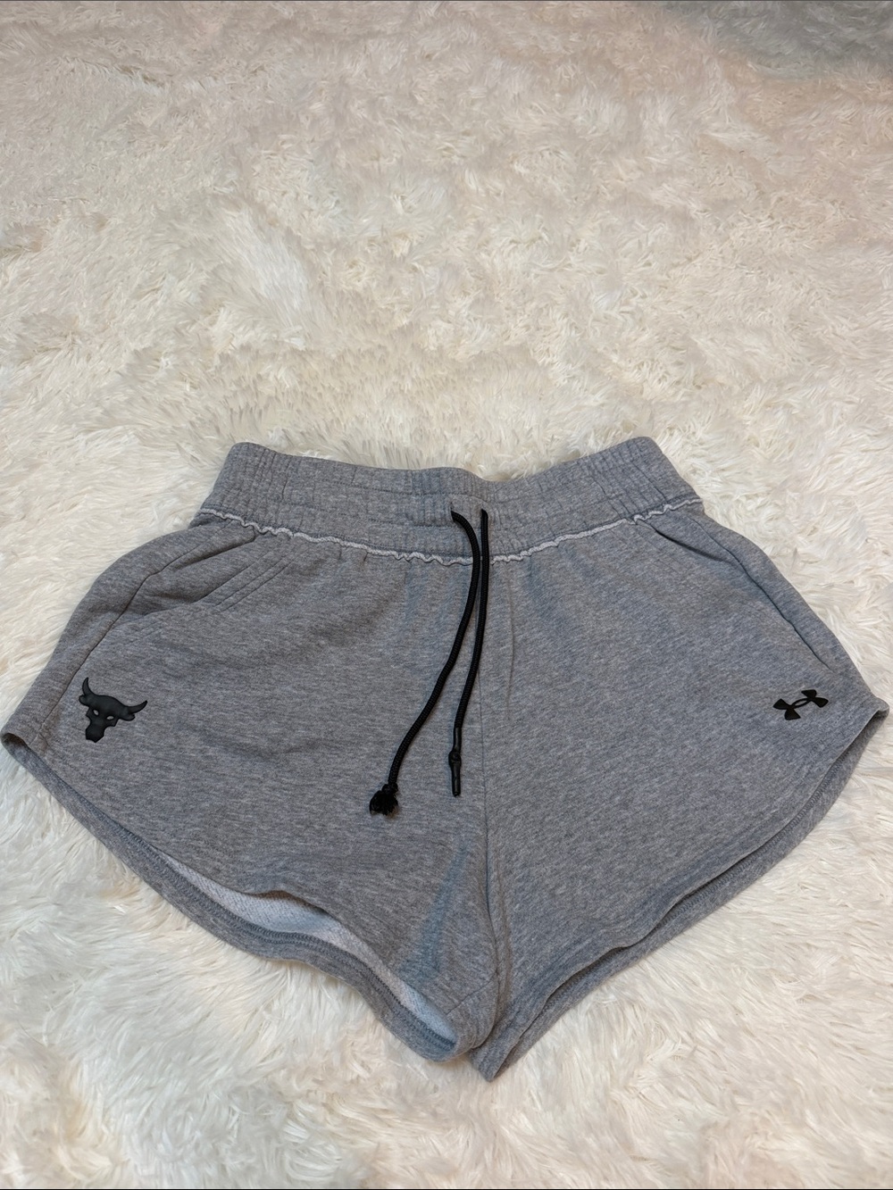 Under Armour Women's Gray Athletic Lounge Shorts with Black Drawstring